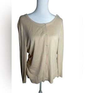 NY & Co Cardigan Sweater Large Light Acadamia Preppy Neutral Old Money Lagenlook